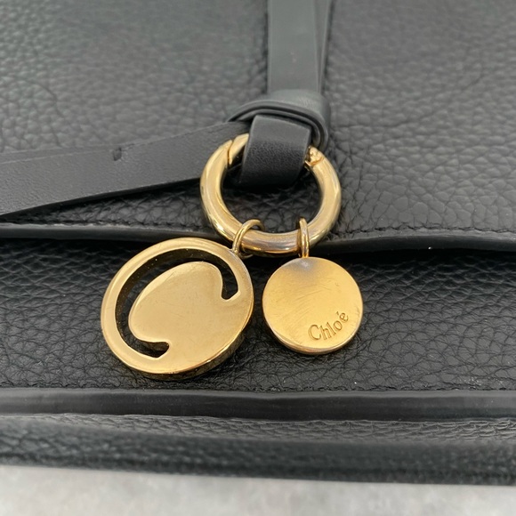 Chloe Alphabet Pebbled Leather Chain Crossbody Bag - Picture 5 of 8